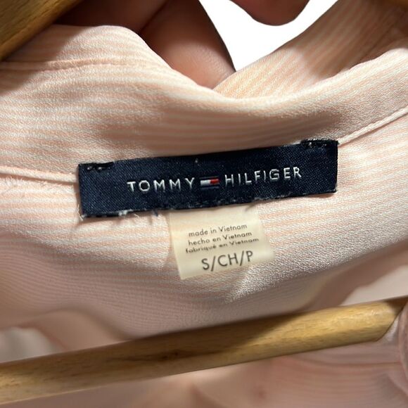 Tank Top Womans Size Small Tommy Hilfiger Pink White Striped Collared Preppy - Picture 5 of 7